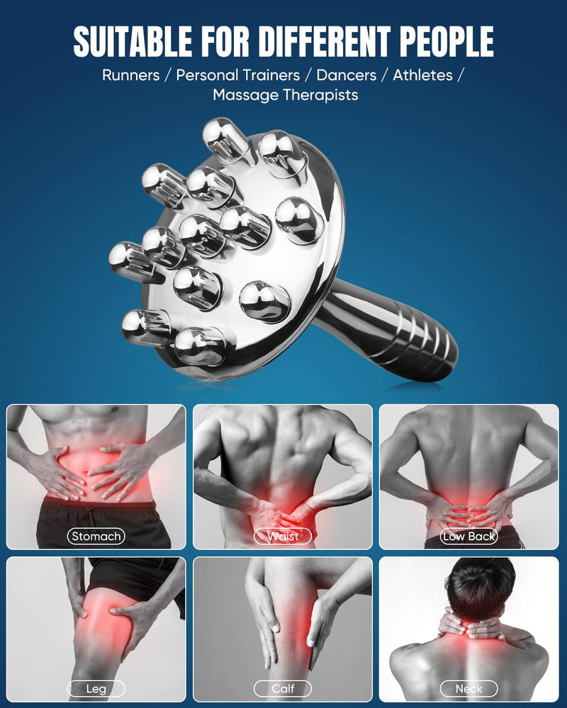 [Australia] - ONUEMP Stainless Steel Cellulite Massager, Fascia Massage Tool Maderoterapia Kit for Gua Sha, Ice Body Sculpting, Lymphatic Drainage, Cellulite Remover, Deep Tissue Pain Relief 