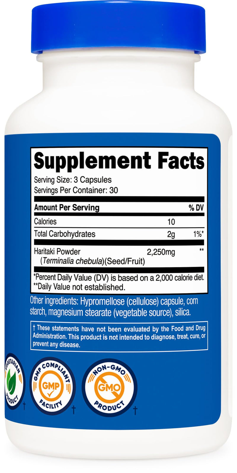 [Australia] - Nutricost Haritaki (2250mg) 90 Vegan Capsules - GMO-Free, Gluten-Free, 30 Servings 