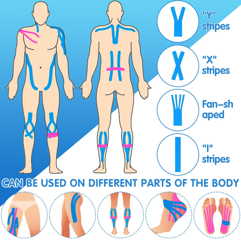 [Australia] - EUZLABBY 6 rolls of kinesiology tape, kinesiology tape rolls (5 m x 5 cm), with special scissors, elastic bandage, sports tape set, for shoulder and elbow, wrist, knee pain. (colorful) 