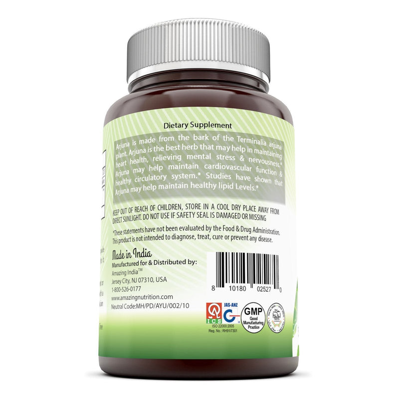 [Australia] - Amazing India Arjuna Bark Extract Supplement | 500 Mg | 120 Veggie Capsules | Non-GMO | Gluten Free | Made in USA 