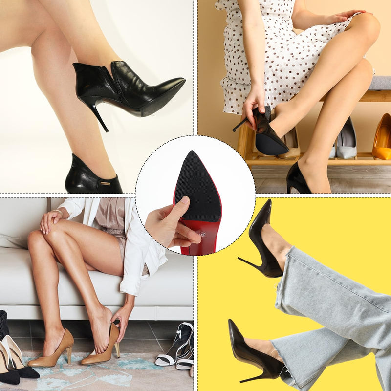 [Australia] - YUXIANLB Pack of 4 shoe sole protectors, self-adhesive shoe sole protectors for high heels, black shoe sole protectors, silicone anti-slip shoe handles on the bottom of the shoes, non-slip shoe pads 