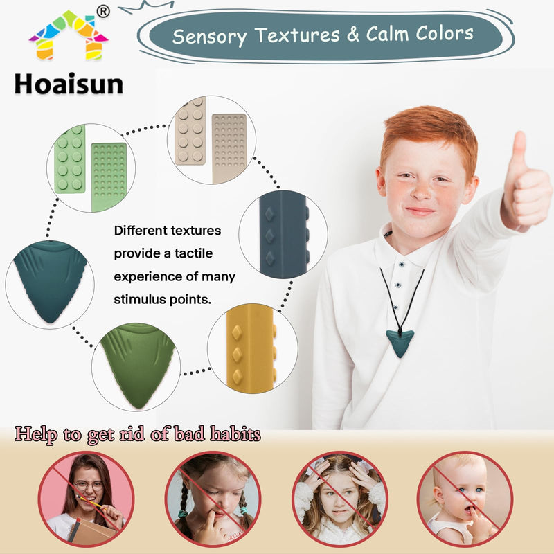 [Australia] - Chew Necklaces for Sensory Kids, 6 Pack Sensory Chew Necklaces for Boys and Girls with Autism, ADHD, SPD, Chewing (Morandi) 