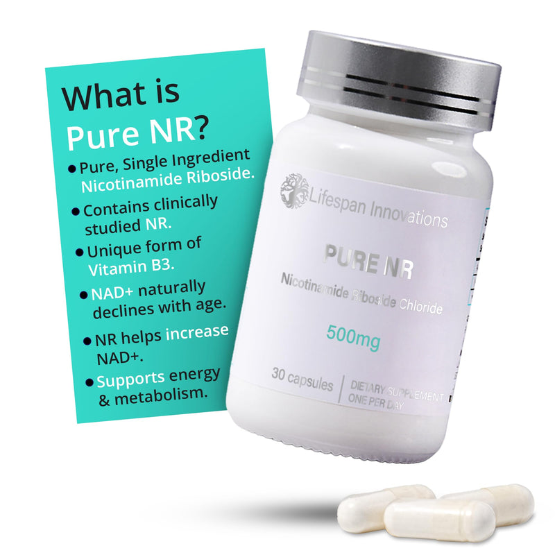 Lifespan Innovations Pure NR Nicotinamide Riboside 300mg - Single Ingredient Supplement - Supports NAD⁺ Levels, Cellular Energy & Healthy Aging. No Fillers or Binders. 30 Capsules, Glass Bottle 300MG - 30 Count
