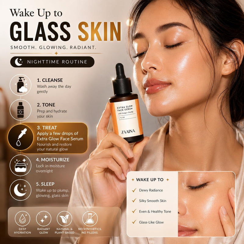 Extra Glow Face Oil Serum for Glowing Skin – Hydrating Ayurvedic Facial Oil with Rosehip & Vitamin E – Lightweight Makeup Primer for Dry, Dull & Sensitive Skin - 1 oz