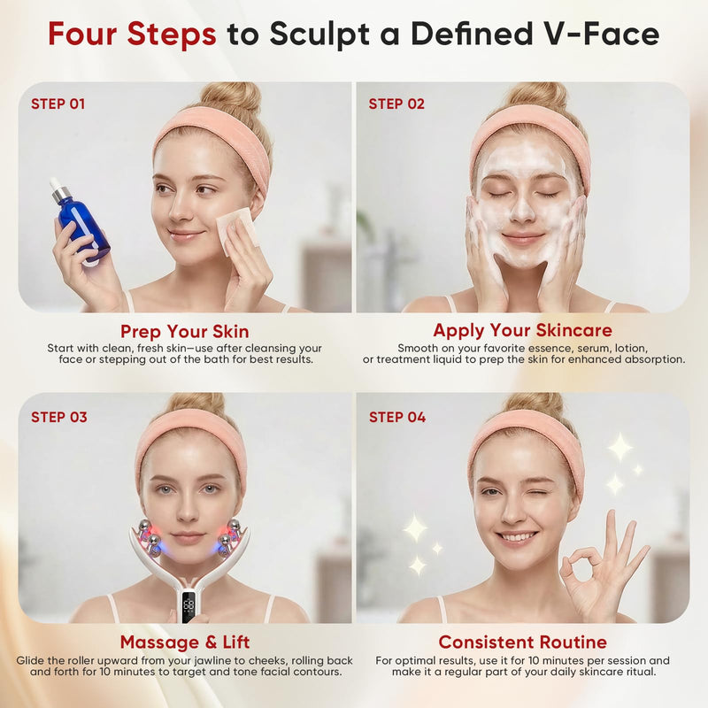 5 in 1 Face Massager, Face Roller Jaw & Tmj Massager for Lymphatic Drainage, Ice Roller for Face Sculpting Tool with Red Blue Light, Vibration, Heating for Home & Travel Use