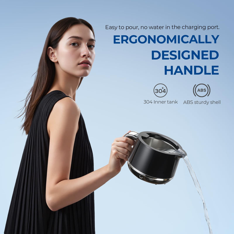[Australia] - Ultrasonic Retainer Cleaner Machine - 45kHz Ultrasonic Jewelry Cleaner - 200ML Mouth Guard & Denture Cleaner Pod - 5 Modes with Digital Timer - Upgrade Water Bottle Design,Bright Black 