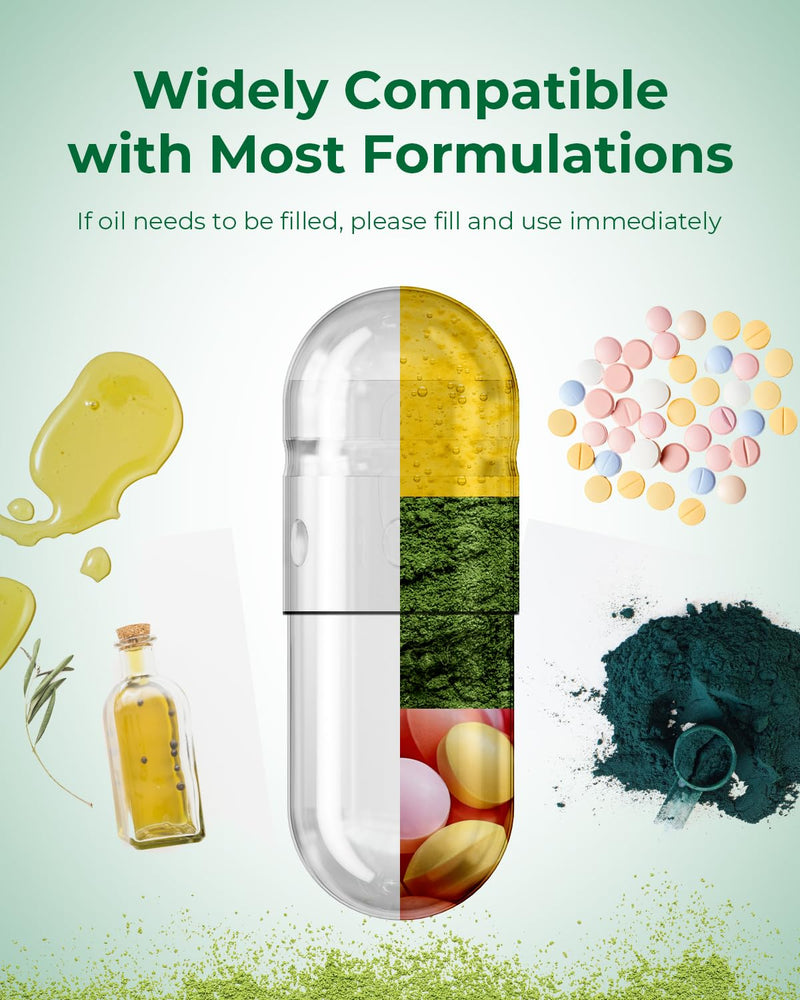 Empty Vegan Separated Capsules Size 0,1000 Count Empty Premium Veggie Capsules Separated, Empty Pill Clear for Vegetarian DIY Supplements