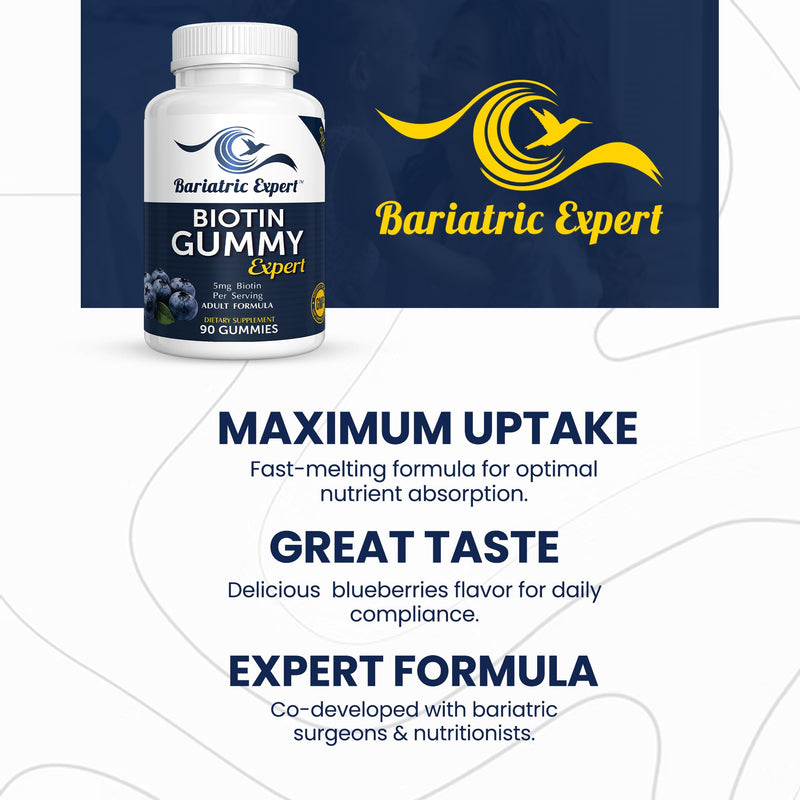 Bariatric Expert Biotin Vitamin – Fast-Melting Dietary Supplement for Adults Post Bariatric Surgery, 90 Count
