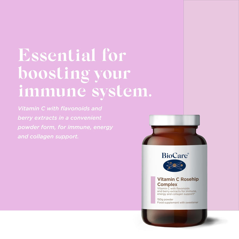 BioCare Vitamin C Rosehip Complex - with Vitamin C, Zinc, Manganese & Magnesium - Immune, Energy and Collagen Powder - 150g