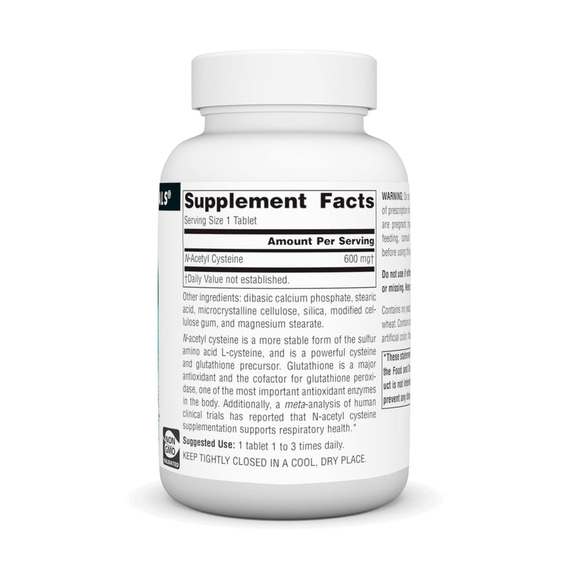 [Australia] - Source Naturals N-Acetyl Cysteine Antioxidant Support 600 mg Dietary Supplement That Supports Respiratory Health* - 120 Tablets 120 Count (Pack of 1) 