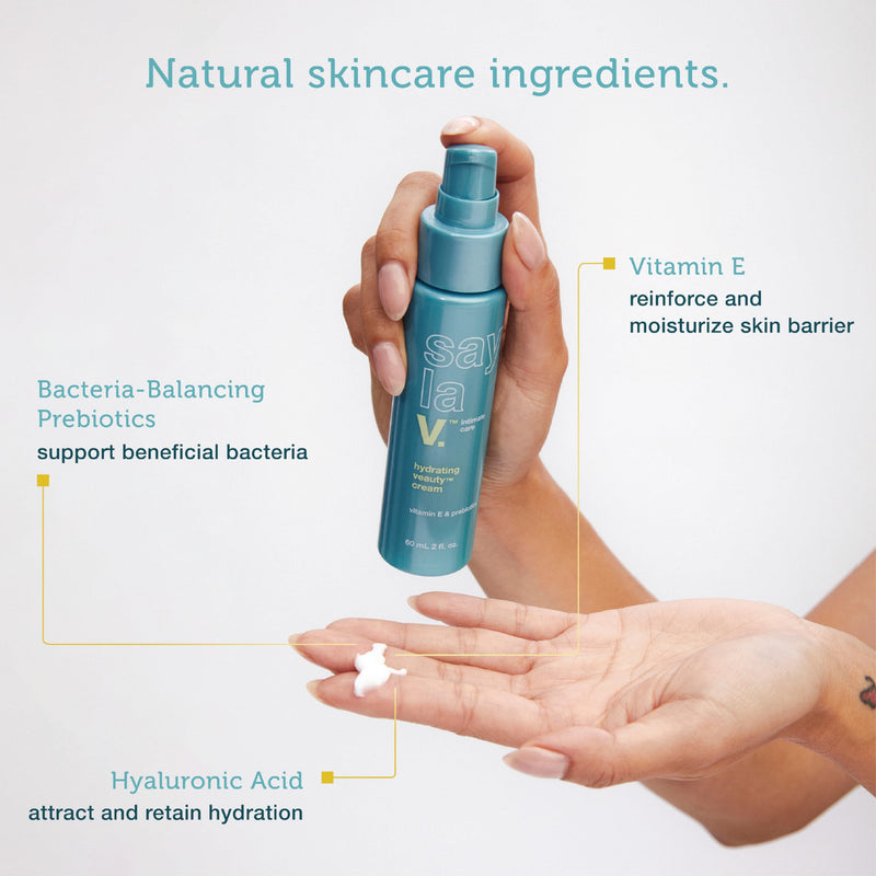 SAY LA V. Hydrating Veauty Cream, Vulva Moisturizer, for Dryness, 2 Fl Oz | Soothing vulva moisturizer for dryness, prebiotics hyaluronic acid and vitamin E, gyno and derm tested, gentle daily skincare