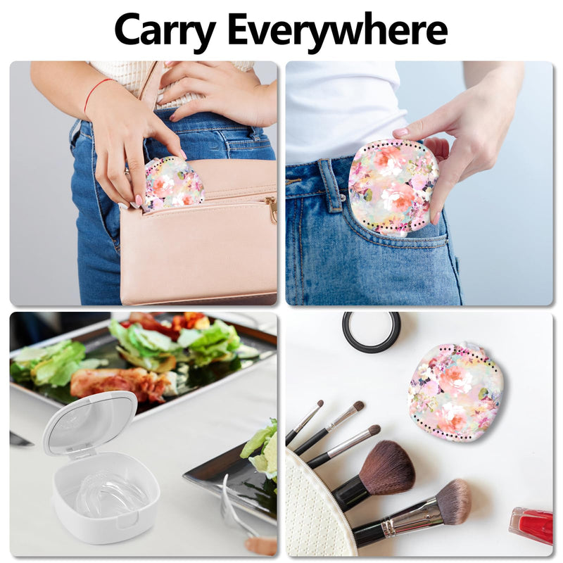 [Australia] - Retainer Case,Mouth Guard Case,Denture Case,Orthodontic Aligner Case With Mirror and Ventilation Holes Night Guard Case,Pink Flower Pink Flower 