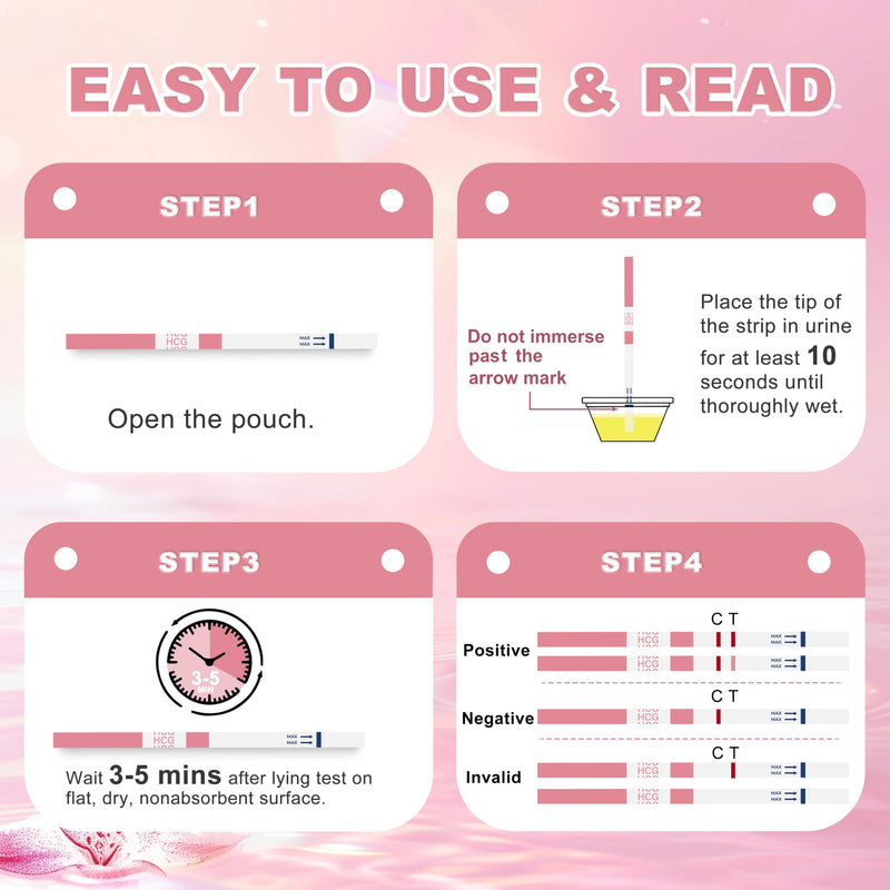 Pregnancy Test Strips with Urine Cups, hCG Detection Home Pregnancy Tests, Sensitive & Over 99% Accurate, 50 Count Individually Wrapped, Rapid hCG Test Strips, 5mm Wider 25mIU/mL