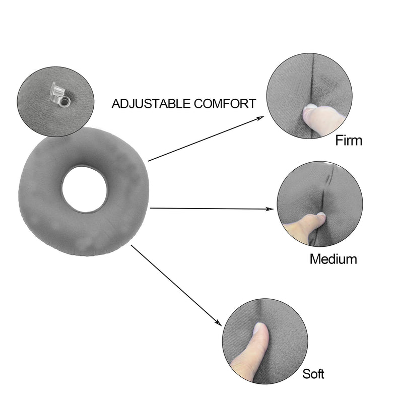 [Australia] - Inflatable Ring Cushion Hemorrhoid Seat Pillow Round Wheelchairs Seat Cushion Ring Pillow Cushion Relieve Coccyx & Tailbone Pain for Home, Car or Office (Gray) Gray 