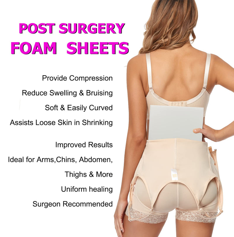 [Australia] - 4 Pack Lipo Foam Post-surgical Ab Board Flattening Abdominal Compression Board for using with Post Liposuction Surgery Compression Garments Foam pads for Recovery 8"X11" White 