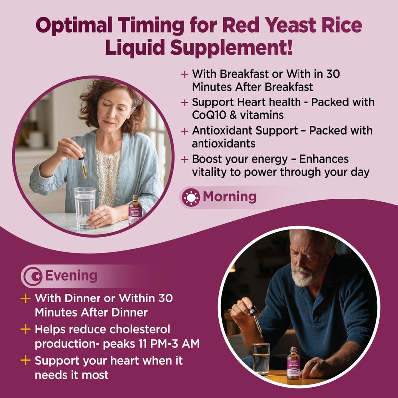 [Australia] - Liposomal Red Yeast Rice with CoQ10 Liquid Drops, 1200mg Red Rice Yeast Extract for Cholesterol Supplement,with Citrus Bergamot & Vitamins for Antioxidant,Heart Health, Vegan,2 FL OZ 