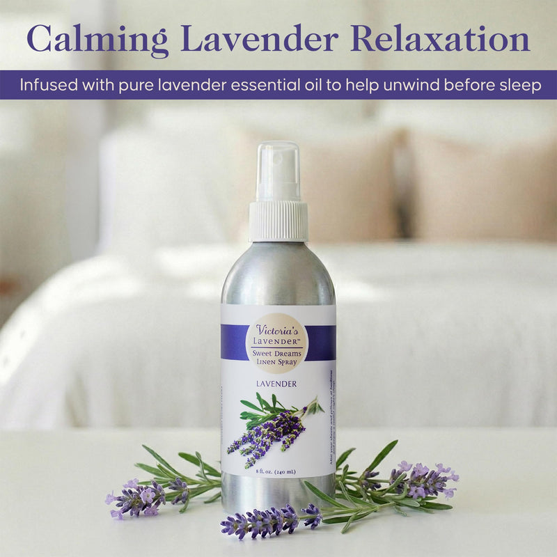 Victoria's Lavender Linen Spray - Aromatherapy Pillow Mist, 3 Pack, 8oz | Soothing Lavender Essential Oil for Bed and Pillow Comfort, Ideal Holiday Gift, Handmade in Oregon - Made in USA
