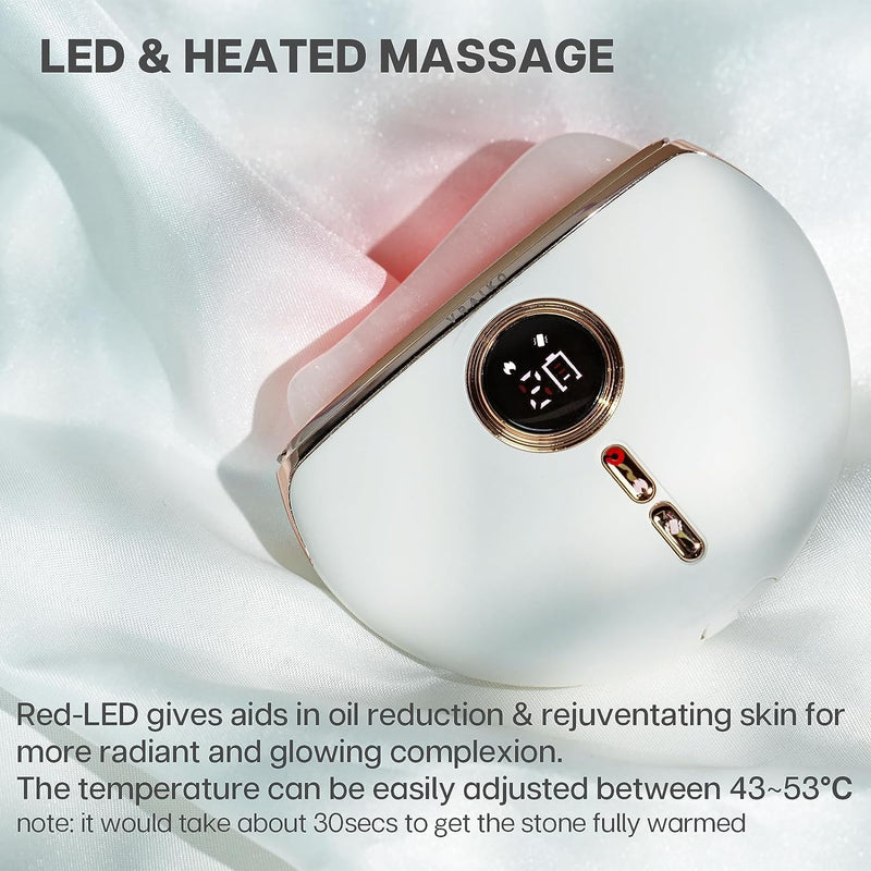 VRAIKO Electric Gua Sha Device, Gua Sha Facial Tools with Heat and Vibration, Gua Sha Face Massager for Lymphatic Drainage, Lift, Puffiness, Rejuvenation Natural Glow (White)