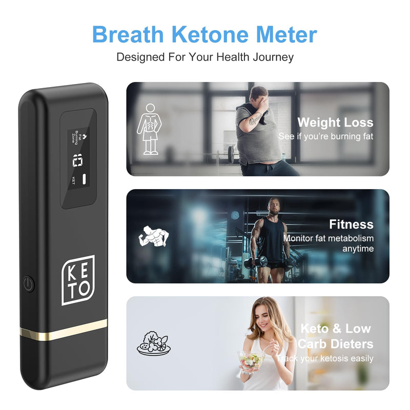 Ketosis Meter - Monitor Your Ketosis Status, Professional Ketone Breath Analyzer Portable Rechargeable Ketone Breath Tester Home Ketone Breath Testing - Ketone Breath Meter for Testing ketosis