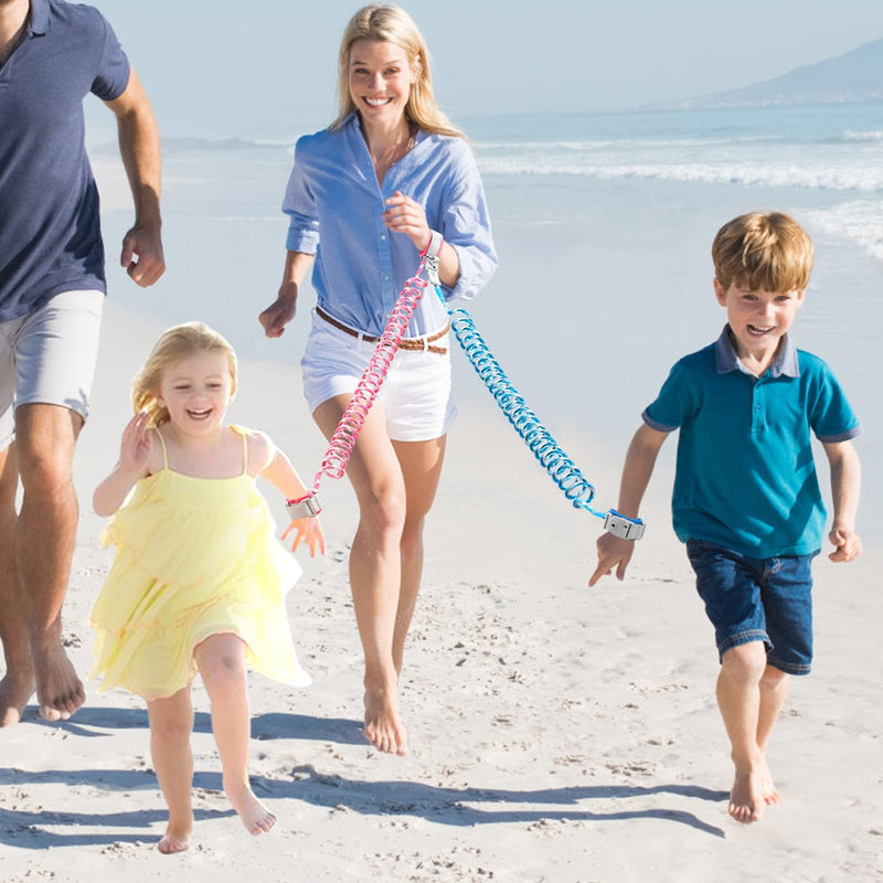 [Australia] - Accmor Toddler Leash with Key Lock, 2 in 1 Upgraded Anti Lost Wrist Link, 2 Packs Reflective Baby Leash with 360 Degree Rotating Connector and Adjustable Bracelet for Babies Boys Girls (6.56ft) Dark Blue, Rose Pink 