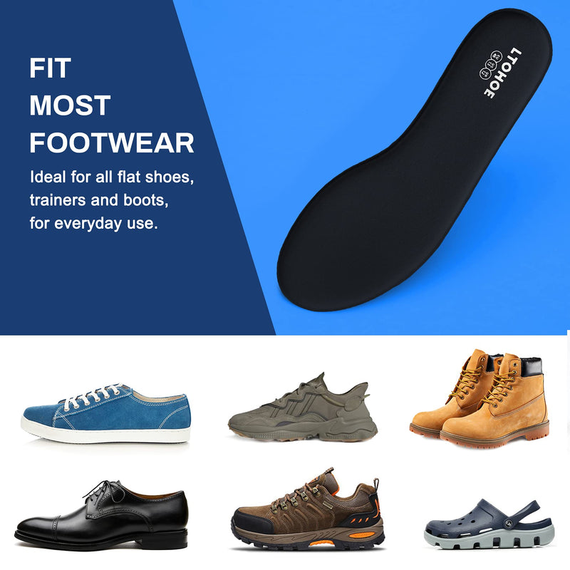 [Australia] - Memory Foam Insoles for Men, Replacement Shoe Inserts for Work Boot, Running Shoes, Hiking Shoes, Sneaker, Cushion Shoe Insoles Shock Absorbing for Foot Pain Relief, Comfort Inner Soles Black US 11 11 US Men Black-6mm 