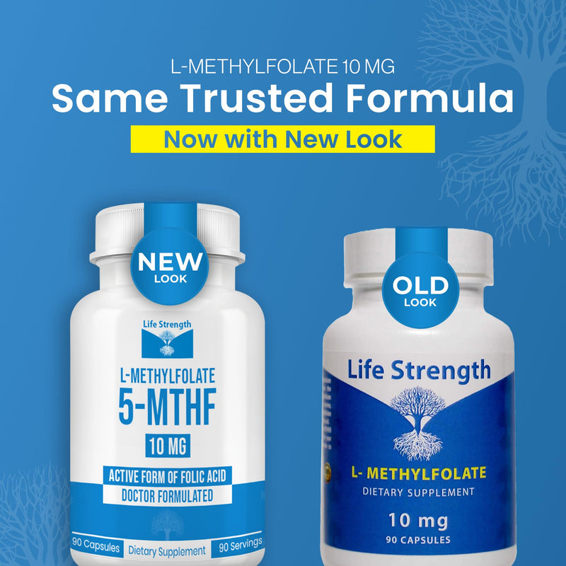 L Methylfolate 10mg | 90 Capsules | Optimized & Highly Bioactive Methyl Folate Supplement | 5-MTHF Supports for Energy, Focus & Mood | Non-GMO, Gluten Free, Vegan | 3 Month Supply 10 mg