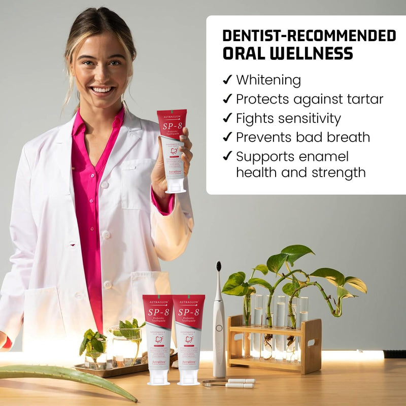 SP-8 Whitening Toothpaste | 8 Probiotics | Fluoride-Free & Long Time Fresh Breath 3.53 oz (2) 2