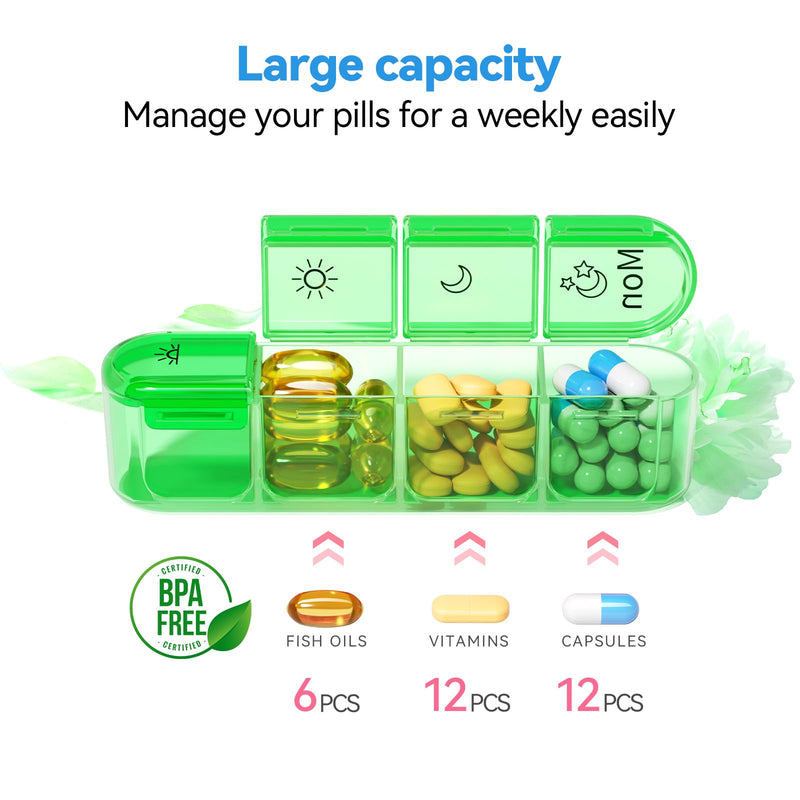 Zoksi Pill Organizer 4 Times a Day, BPA Free Weekly Travel Pill Box，Daily Pill Case with 28 Compartments to Hold Medicine, Vitamin and Supplement(White)