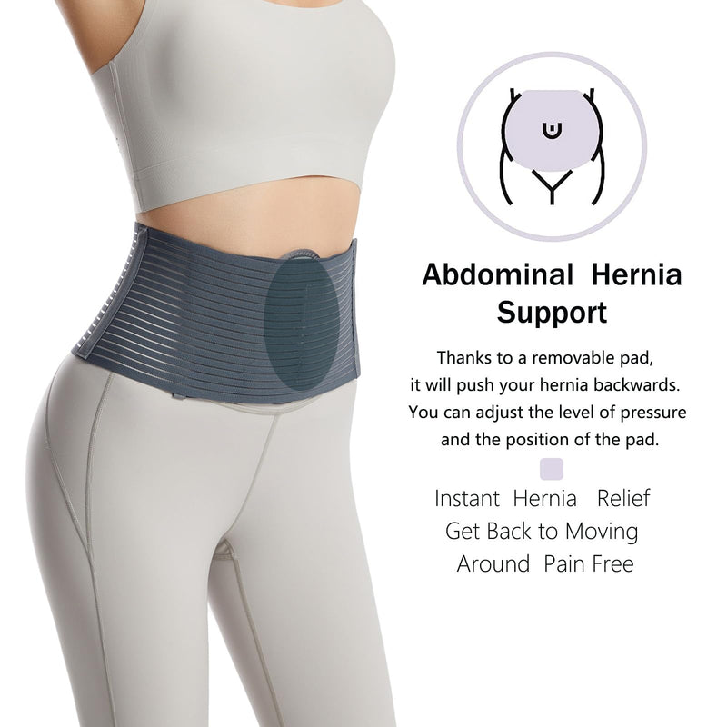 [Australia] - Umbilical Hernia Belt for Men and Women - Hernia Support for Men with 2 Compression Pad (inguinal, femoral, incisional) - Abdominal Binder Post Surgery and Postpartum （L/XL） L/XL 