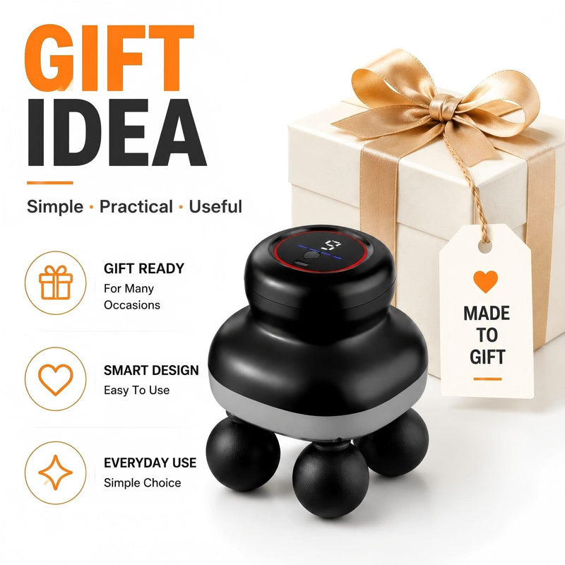 Massage Gun – Electric Body Massager with 4 Heads, Handheld Percussion Muscle Massager, Deep Tissue Back Massager for Muscle Relaxation, Powerful Full Body Electric Massager Tool for Men and Women