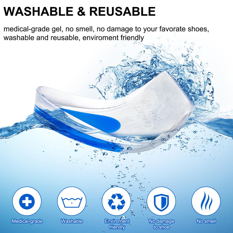 [Australia] - Gel Silicone Heel Pads,2 Pairs Heel Cups for Achilles Tendonitis,Shoe Wedge Inserts for Plantar Fasciitis,Sore Heel, Heel Spur and Heel Pain Relief,Heel Support for Men/Women(Medium) M-2Pairs Blue 