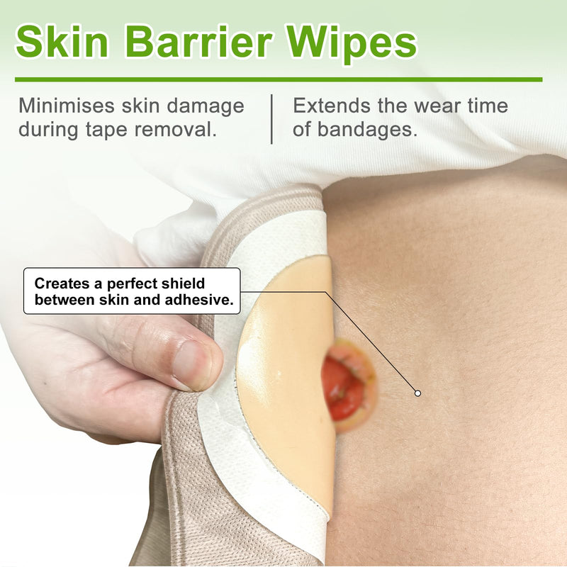 [Australia] - Carbou Skin Barrier Wipes - 100Pcs Skin Prep Wipes - Skin Adhesive Wipes to Create the Barrier Film Between Skin and Attachments, Ostomy Protective Wipes to Increase the Adhesive 
