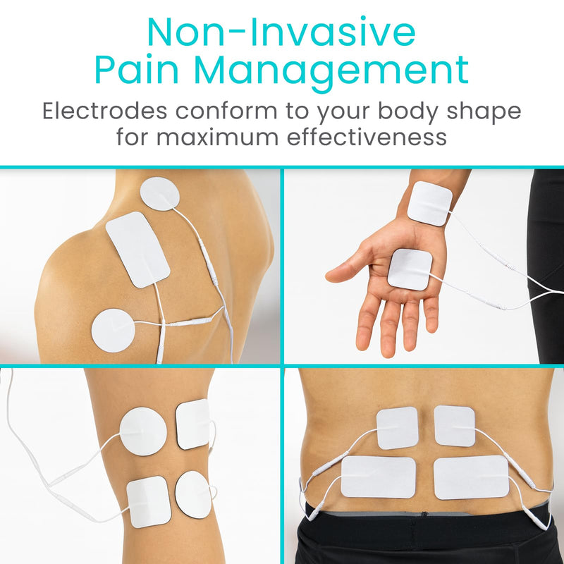 Vive Tens Unit Muscle Stimulator- Stim Machine with Self Sticking | Electrodes Pads, Massager for Upper & Lower Back, Sciatica, Neck Pain Relief, Electric Shock Therapy for Muscles & Pain Black