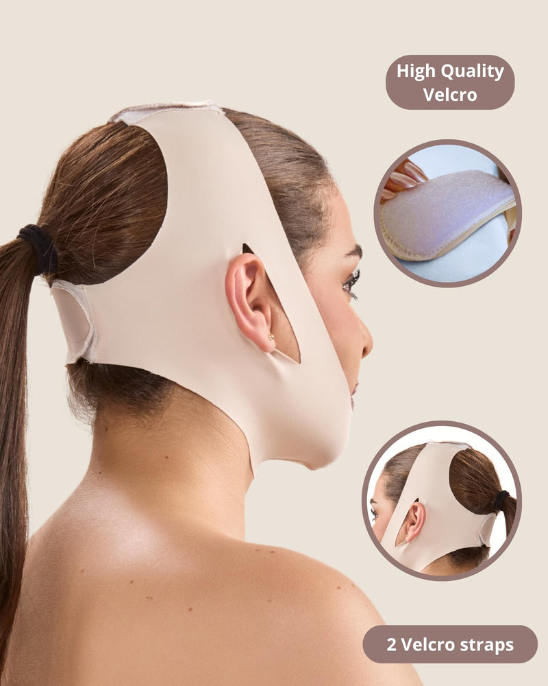 SHAPE CONCEPT Chin Strap for Sleeping 317 Medium Compression Double Chin Reducer and Chin Strap for Snoring X-Large Beige