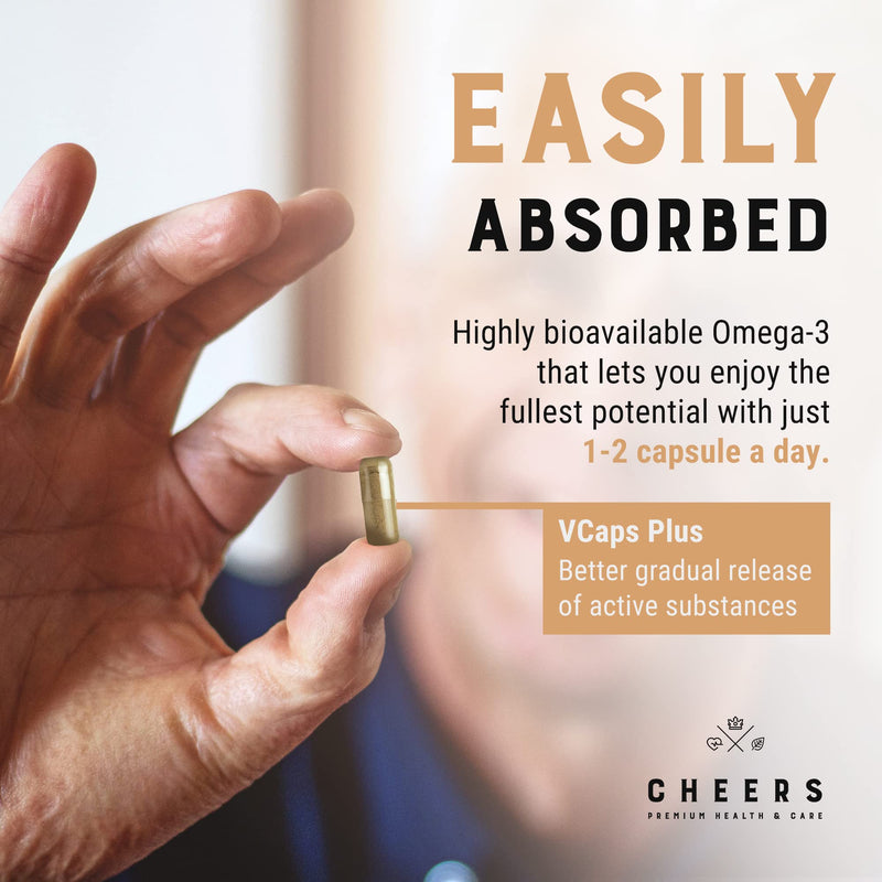 CHEERS - Omega 3, 90 Capsules, High-Strength Fish Oil Contains 550 mg of EPA and DHA per Capsule, Immune and Heart Health Support Vitamins