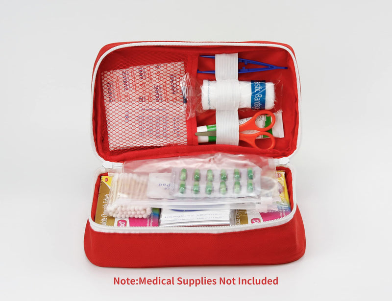 [Australia] - Portable Empty First Aid Kit Bag, Travel Medicine Pouch, Small Medical Bag (Red) Red 