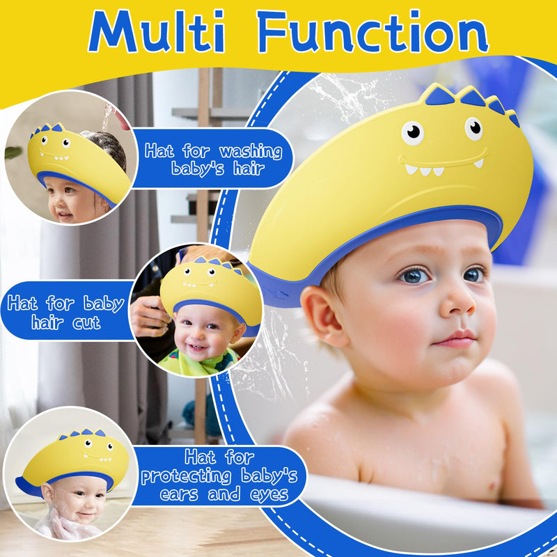 [Australia] - Baby Shower Cap Shield for Kids Bath Visor for Toddlers Shampoo Bath Bathing Hat Silicone Adjustable Visor Hat for Eye and Ear Protection for 1-9 Years Cute Shower Cap Makes the Baby Bath More Fun Yellow 