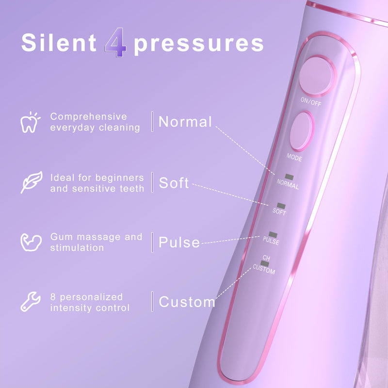 [Australia] - Oralfree Water Dental flosser Teeth Picks - Braces Cordless Oral Irrigator Portable Rechargeable Travel Irrigation Cleaner IPX7 Waterproof Electric Professional Flossing Teeth Cleaning for Home Purple 