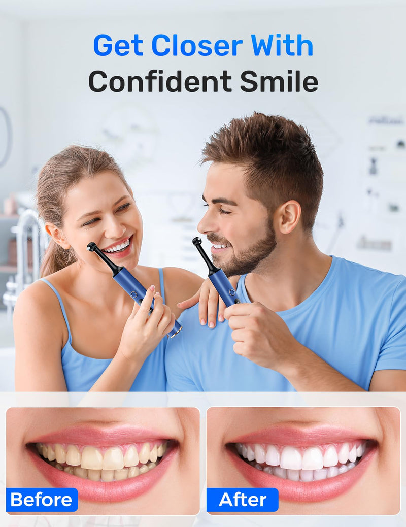 [Australia] - Tooth Polisher, Rechargeable Teeth Polishing Kit for Teeth Whitening, Tooth Polisher for Tartar Stain Removal, Teeth Cleaner Tools for Home Use with 3 Polish Paste and 5 Brush Heads, LED Light 