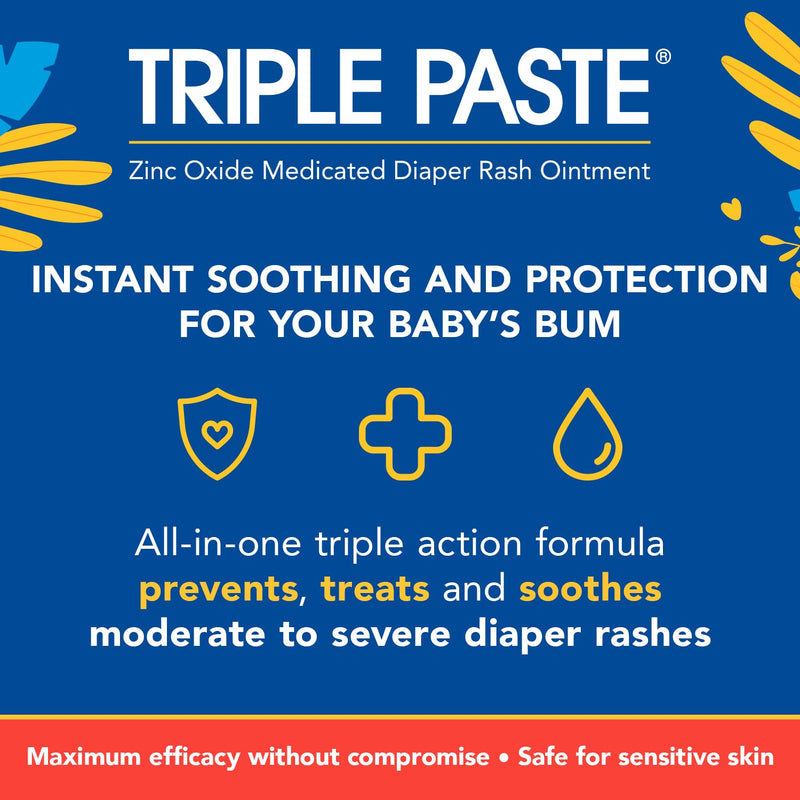 [Australia] - Triple Paste 3X Max Diaper Rash Ointment, Maximum Strength Zinc Oxide Ointment for Severe Diaper Rash, 2 oz Tube 