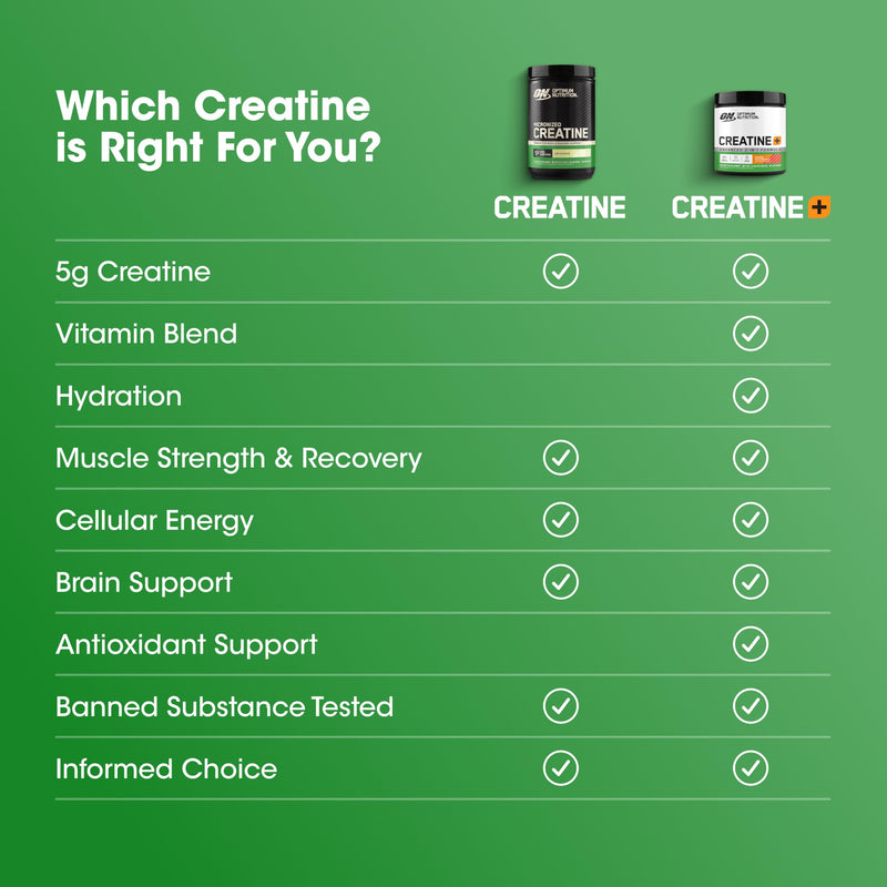 Optimum Nutrition Creatine, Micronized Creatine Monohydrate Powder, Supports Strength & Recovery, Banned Substance Tested, Unflavored, 5 g per Serving, 120 Servings | 5g Micronized Creatine Monohydrate Powder Per Serving, Supports Muscle Strength & Pow...
