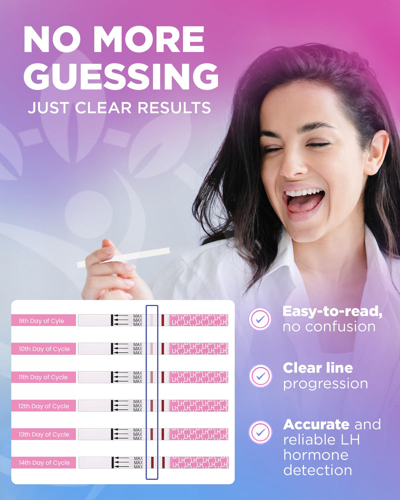 Pelvana Ovulation Test Strips Easy at-Home Fertility Testing Kit (60 Tests) | Identify Peak Fertility Days for a Greater Chance at Conception, 60 LH Ovulation Tests for Women Trying to Conceive Naturally Ovulation Tests - 60 LH