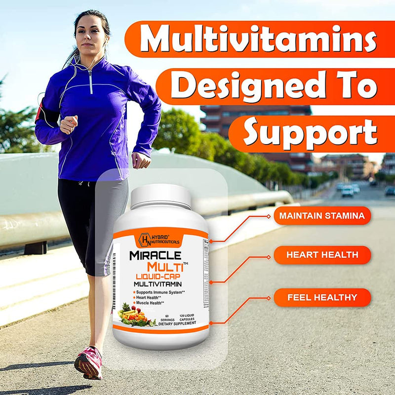 MiracleMulti Liquid Multivitamin Capsules for Men & Women - Complete Whole Food Blend Daily Vitamin & Mineral Supplement with CoQ10, B12, 42 Superfood Enzyme - 120 Softgels