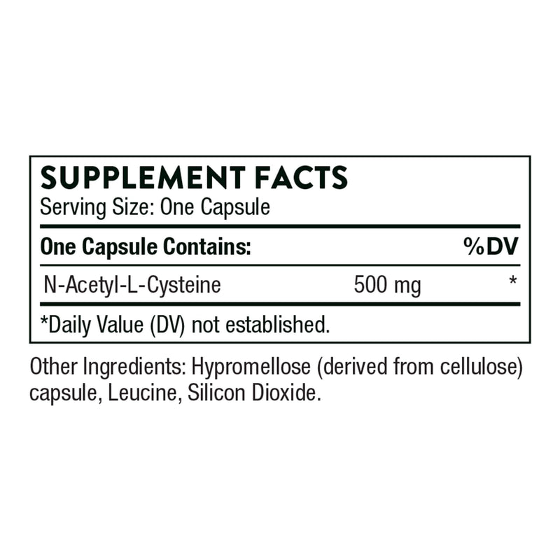 [Australia] - THORNE NAC - N-Acetylcysteine - 500mg - Supports Respiratory Health and Immune Function; Promotes Liver and Kidney Detox - 90 Capsules 