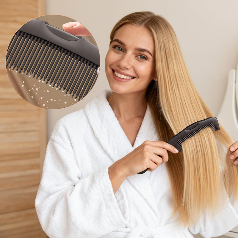 Dandruff Comb 2PC Upgraded Fine Tooth Scalp Detox Comb Lice for Women, Men & Kids Scalp Detoxing, Sweep & Massage Hair Brush Tool with Elegant Box for Hair Care (Brown) Brown