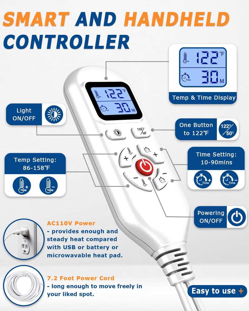 Hip Heating Pad for Hip Pain Relief, Electric Hip Brace for Sciatica Pain Relief, Super Soft Heating Pad for Hip with 10-90min Auto-Off Timer, 86-158℉ Heat Level