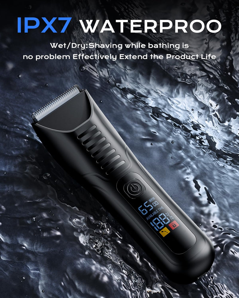 [Australia] - Body Hair Trimmer, Beard Trimmers for Men Electric Ball Shavers, Waterproof Body Groom Precise Pubic Grooming, Waterproof Ultra Groin Trimmer TM8005-1, 4 Adjustable Guard Combs 