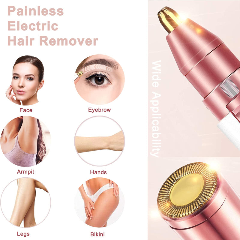 [Australia] - Facial Hair Remover for Women, Eyebrow Trimmer Nose Hair Razor 2-in-1, Mini Bikini Razor Precise Shaper, Portable Rechargeable Epilator for Lips, Body, Cheeks, Chin, Arms, Legs, Peach Fuzz (White) White 