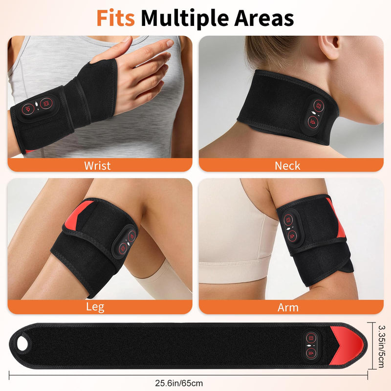 Cordless Wrist Heating Pad with Massage & Red Light, Heated Wrist Brace for Carpal Tunnel Relief, Arthritis Pain, Tendonitis, Rechargeable Wrist Massager for Office, Home, Travel