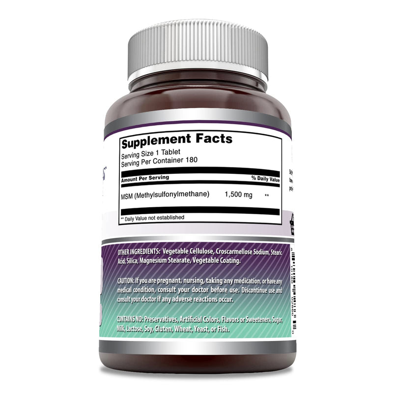 [Australia] - Amazing Formulas MSM (Methylsulfonylmethane) Supplement | 1500 Mg Per Serving Supplement | 180 Tablets | Non-GMO | Gluten Free | Made in USA 